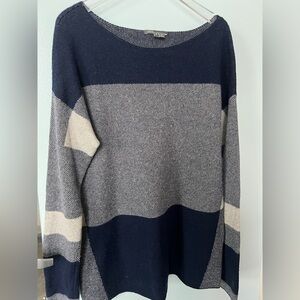 Vince Colorblock Knit Sweater Navy Grey Size S